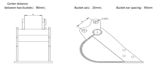 10" Bucket with teeth Digger Attachmentfor Excavators |AGT-12EX-WD10