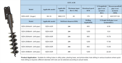 Auger For AGT Mini Excavator 12EX-AGR