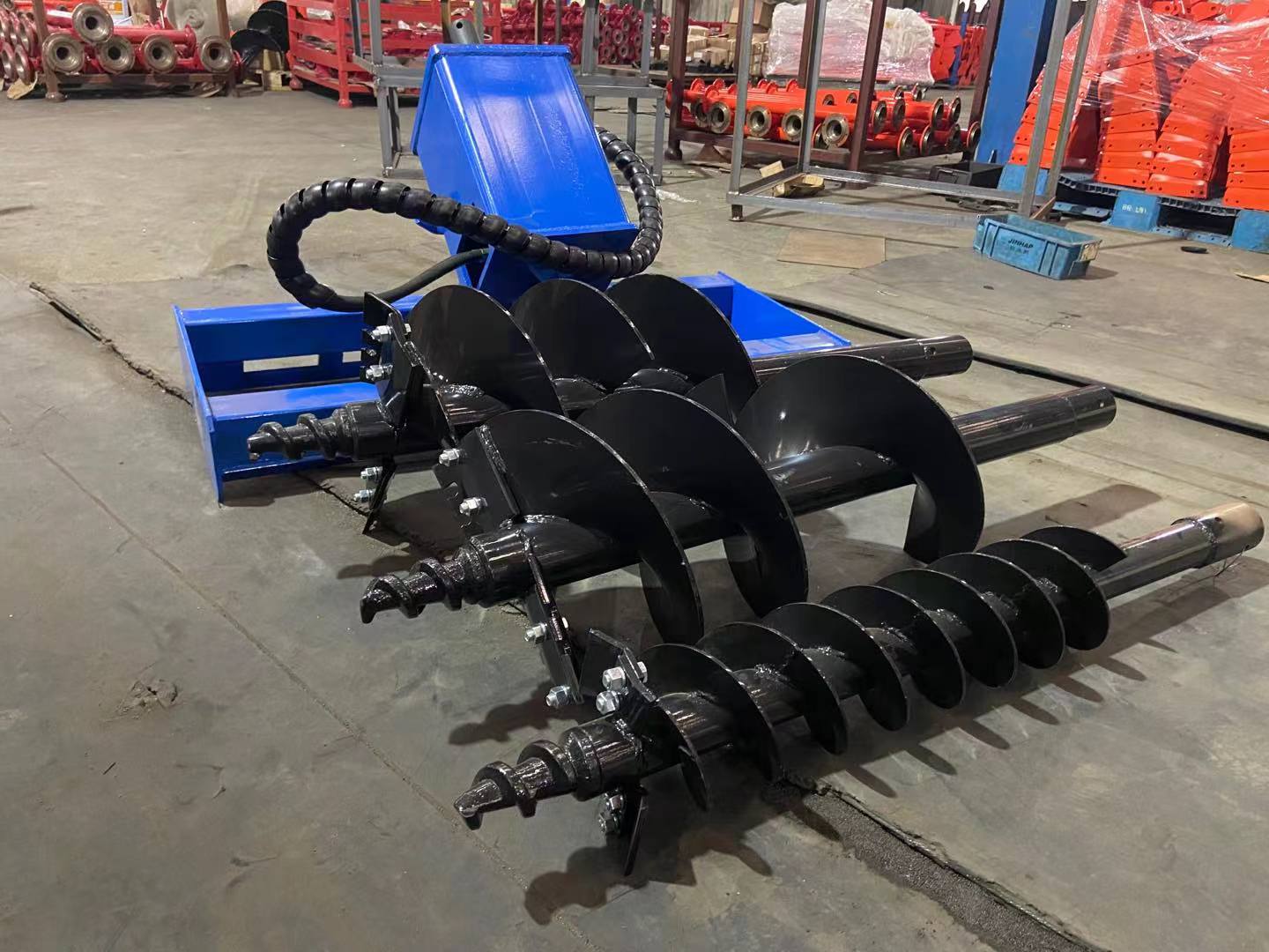 Heavy Duty Skid Steer Hydraulic Auger Attachment Post Hole Digger 6"&12"&14‘’ | AGT-SSECAG-Y-BL