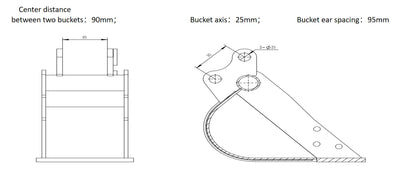 AGT 500mm 20"Excavator Bucket without teeth for mini excavator 12EX-WD20B