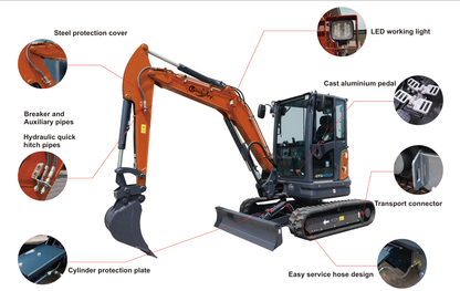4-Ton Mini Excavator with Kubota Engine With Hydraulic Thumb  | CFG-40UF
