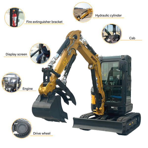 Detailed drawings of excavator components