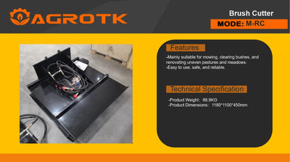 AGT 35in Mini Skid Steer Brush Cutter with 2 Blades Loader Attachments